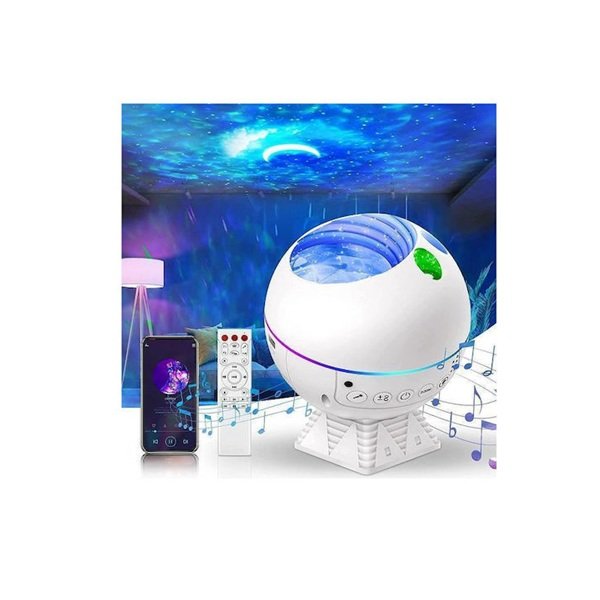 Επιτραπέζιος Διακοσμητικός Προτζέκτορας 5V USB με Εφέ Γαλαξία 360° - 43 Χρώματα - Bluetooth Ηχείο και Τηλεχειριστήριο CL-005 Λευκός
