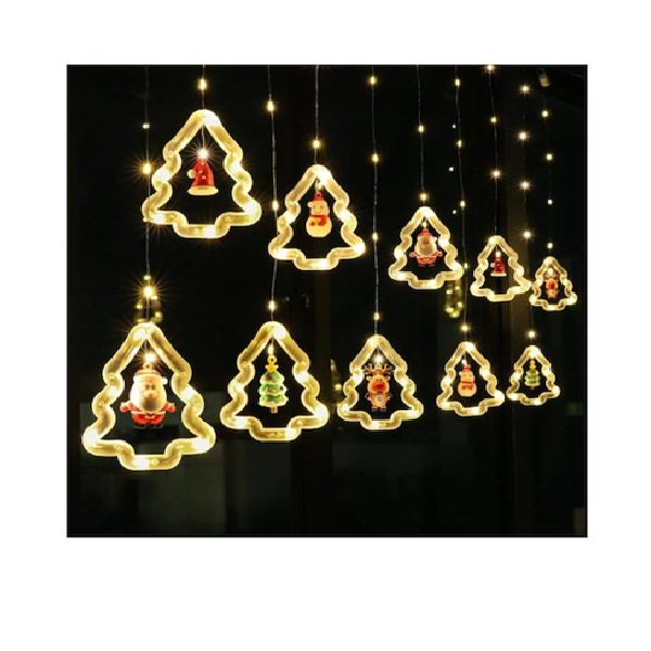 Χριστουγεννιάτικη Κουρτίνα LED Έλατα Θερμού Φωτισμού με Φιγούρες 3m Andowl Q-LED623 63692306