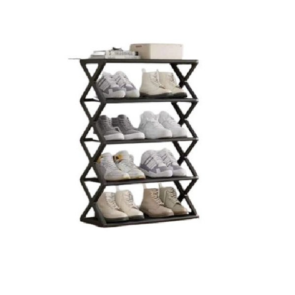 Μεταλλική παπουτσοθήκη 5 επιπέδων 42×18.5×64.5 YH8809-5B Λευκή / Μαύρη