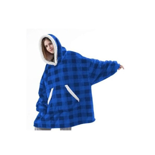 Huggle Κουβέρτα Βελουτέ King Size 70x90εκ. Μπλε Καρό OEM 47877524