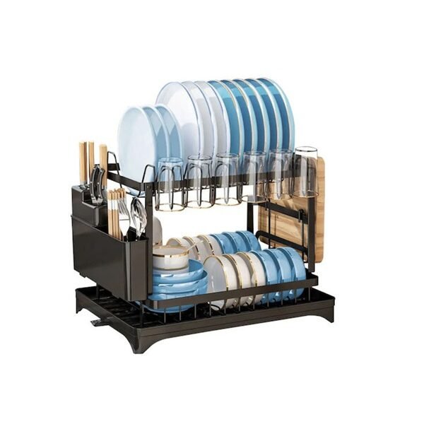 Στεγνωτήρας Νεροχύτη Διώροφος Μεταλλικός σε Μαύρο Χρώμα 29x42x29cm 60785443