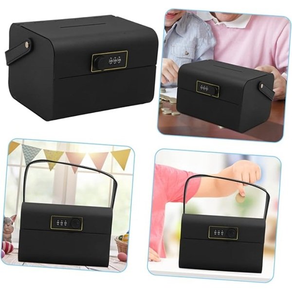 Μαύρο Μεταλλικό Κουτί Αποθήκευσης με Κουμπαρά & Κλειδαριά Συνδυασμού