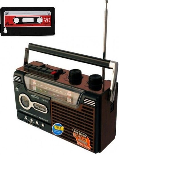 Φορητό Ηχοσύστημα YG-335U με USB / Κασετόφωνο / Ραδιόφωνο σε Μαύρο Χρώμα