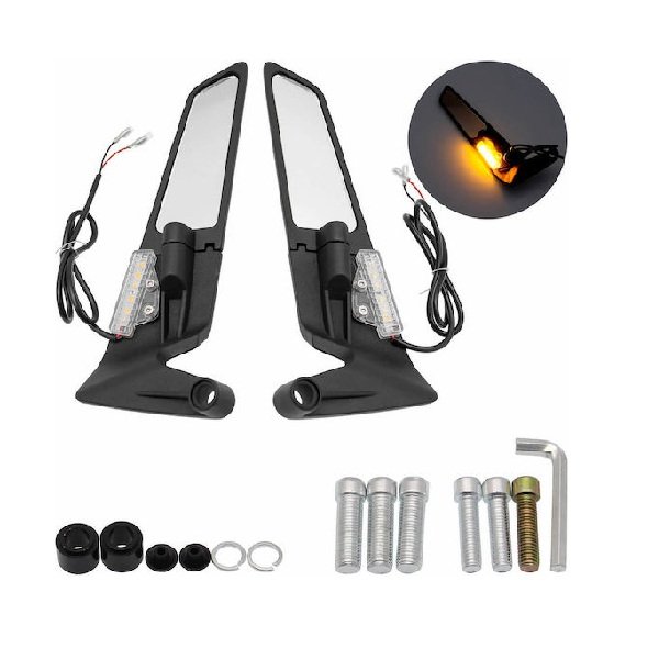 xlarge_20250905104240_kathreptes_motosykletas_2tmch_mayro_ee10039 Καθρέπτες Μοτοσυκλέτας Περιστρεφόμενοι με LED Φωτισμό Universal 23cm Μαύροι 2 Τεμάχια OEM