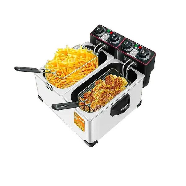 xlarge_20251128133945_raf_r_5223_friteza_3lt_asimi Raf Επαγγελματική Φριτέζα 2000W με Αποσπώμενους Κάδους Χωρητικότητας 3Lt+3Lt Ασημί R.5223