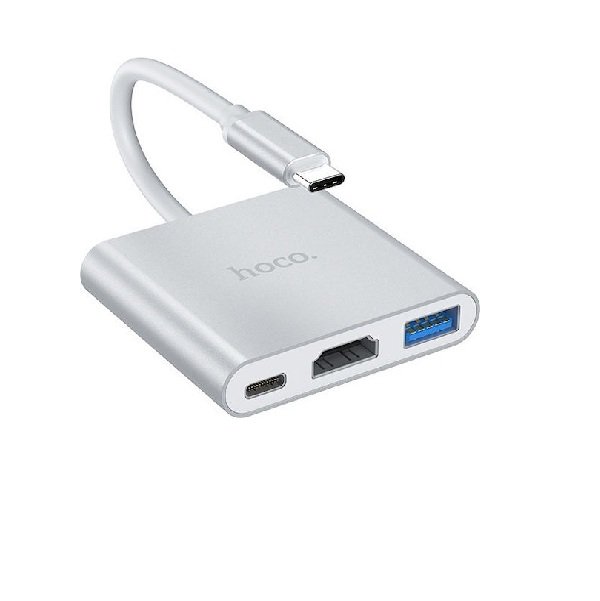 Hoco HB14 Easy use USB-C Docking Station με HDMI 4K PD Ασημί
