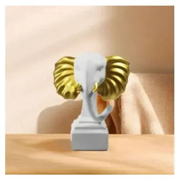 Επιτραπέζιο Διακοσμητικό “elephant” Ρητίνης Λευκό Χρυσό 20x6x21cm Sds-25126 Sss