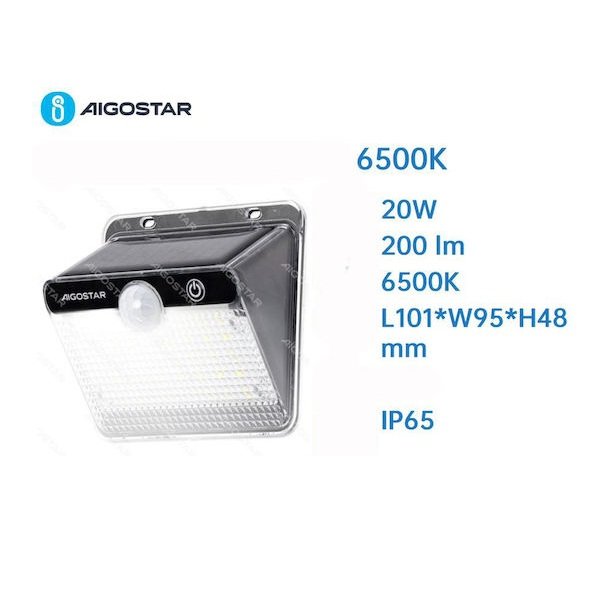 Aigostar Led Επιτοίχιο Ηλιακό Φωτιστικό 20W 200lm IP65
