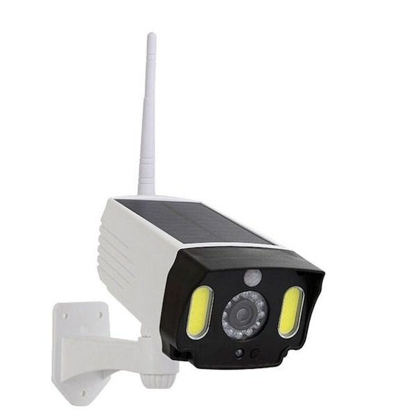 T-28 Ψεύτικη Κάμερα Παρακολούθησης Τύπου Bullet Ηλιακή με LED Φωτισμό Λευκή