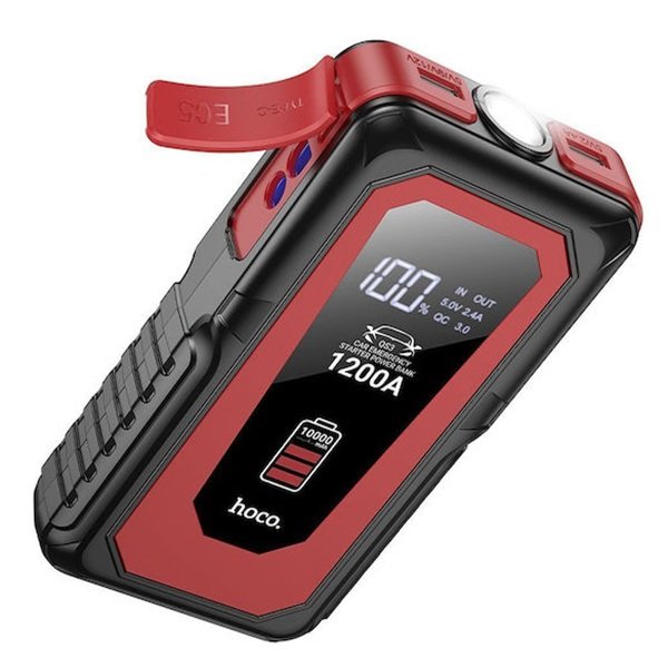 Hoco QS3 Φορητός Εκκινητής Μπαταρίας Αυτοκινήτου 10000mAh με Power Bank / USB / Φακό 12V