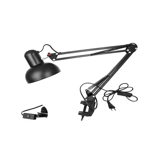 Factory Φωτιστικό Γραφείου με Σπαστό Βραχίονα για Ντουί E27 και Κλιπ σε Μαύρο Χρώμα 102448