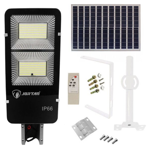 Jortan Ηλιακό Φωτιστικό Δρόμου 200W 24000lm Ψυχρό Λευκό με Φωτοκύτταρο και Τηλεχειριστήριο IP67