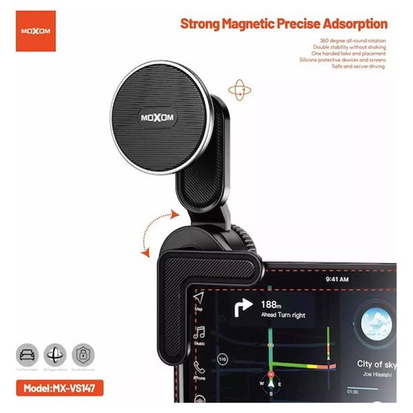 moxom_mx_vs147_vasi_kinitou_aytokinitou! Moxom MX-VS147 Βάση Κινητού Αυτοκινήτου με Μαγνήτη Μαύρη