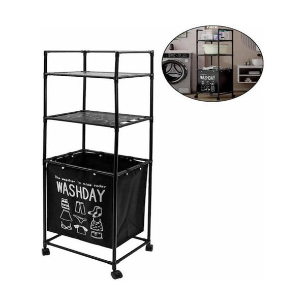 Επιδαπέδια Ραφιέρα Μπάνιου Μεταλλική 41x32x133cm Μαύρη  YH6905-3