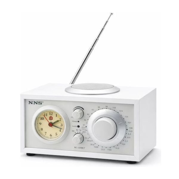 NS‑808BT-W Retro Φορητό Ραδιόφωνο Επαναφορτιζόμενο με Bluetooth και USB Λευκό