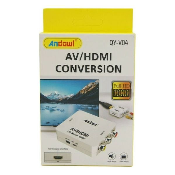 metatropeas Andowl QY-V04 Μετατροπέας RCA female σε HDMI female Λευκό 1τμχ