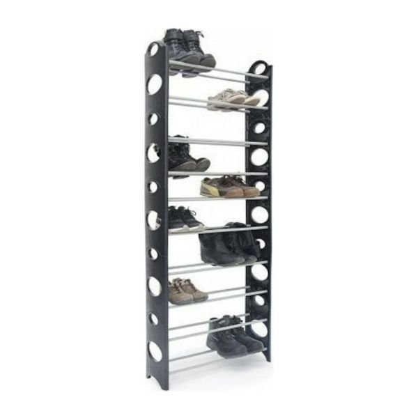 Πλαστική Παπουτσοθήκη Stand με 10 Ράφια Μαύρη Μ64.5xΠ20xΥ156cm