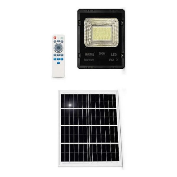Στεγανός Ηλιακός Προβολέας LED 200W με Τηλεχειριστήριο IP67  RZ-202